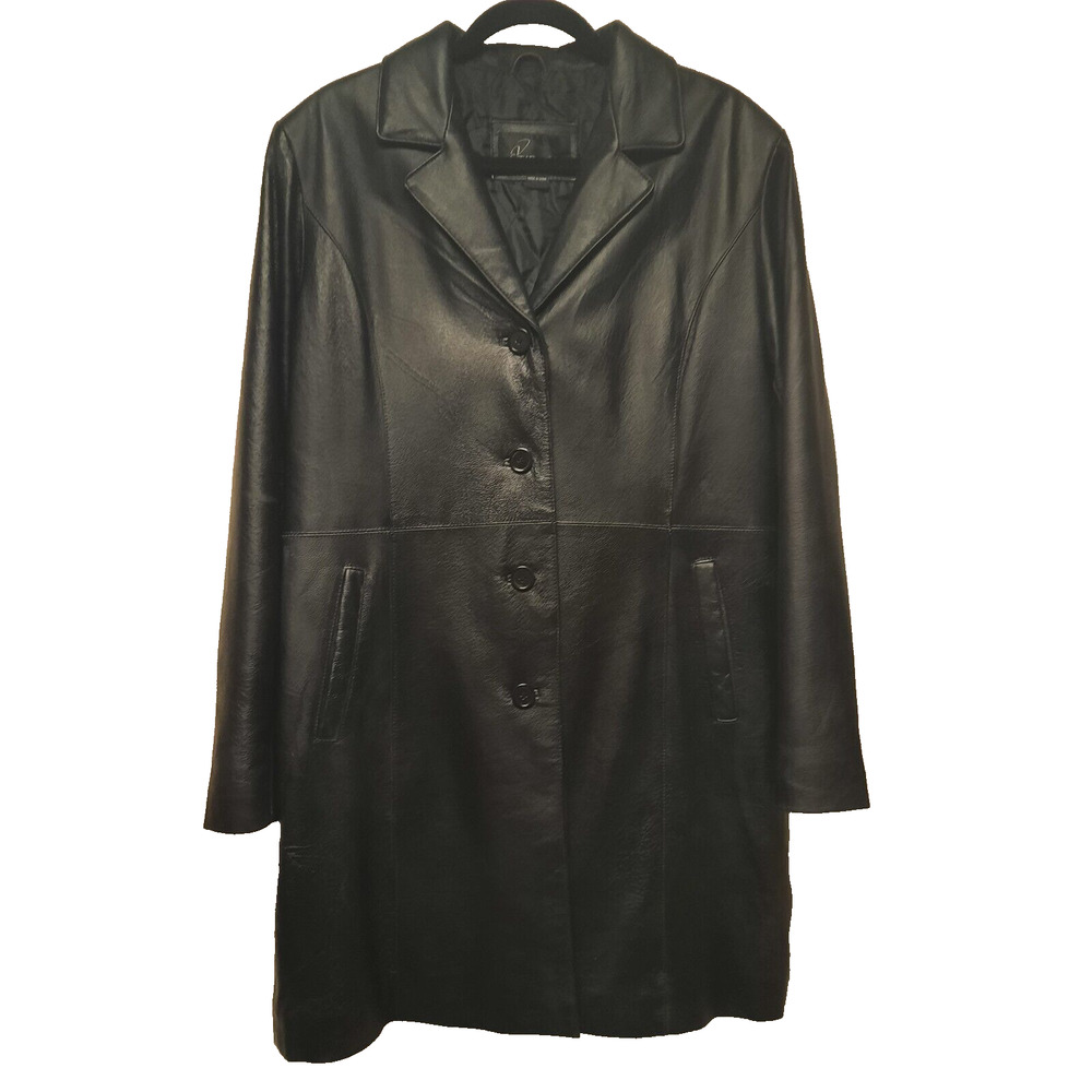 Elegant Black Leather Women's Coat